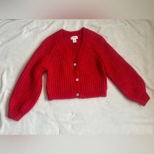 Cozy red buttoned sweater XS